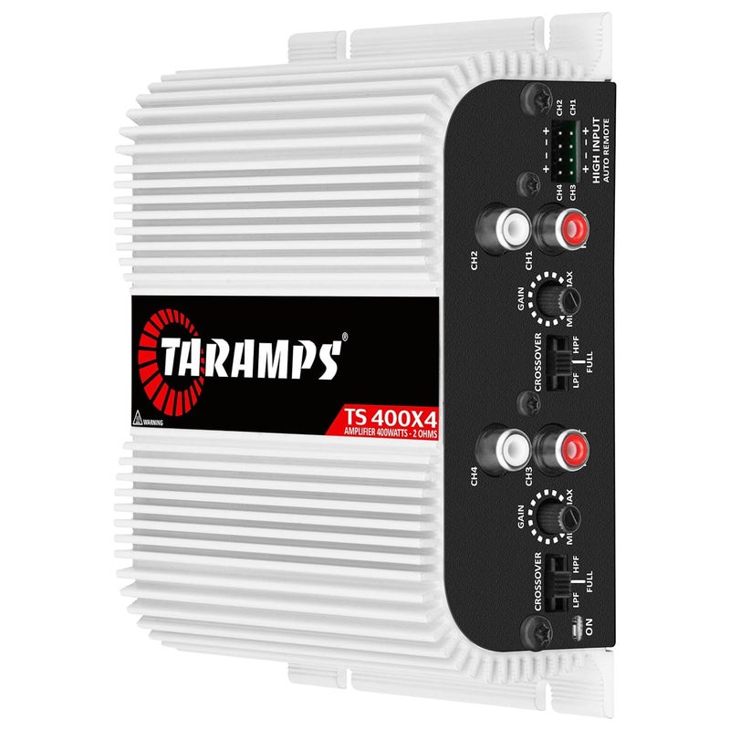 Taramp's TS 400x4 2 Ohms White Multichannel Stereo Amplifier 400 Watts Rms, 4 Channels, Full Range, Car Audio Digital 2 Bridged Channel, Crossover High/Low Pass, with RCA and Automatic High Level Input - Image 3